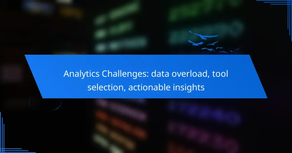 Analytics Challenges: data overload, tool selection, actionable insights