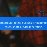 Content Marketing Success: engagement rates, shares, lead generation