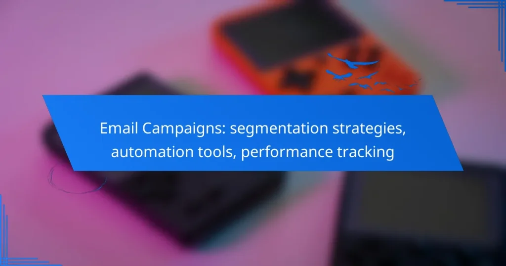 Email Campaigns: segmentation strategies, automation tools, performance tracking