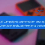 Email Campaigns: segmentation strategies, automation tools, performance tracking
