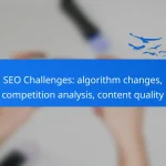 SEO Challenges: algorithm changes, competition analysis, content quality