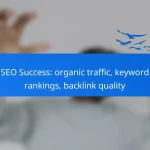 SEO Success: organic traffic, keyword rankings, backlink quality
