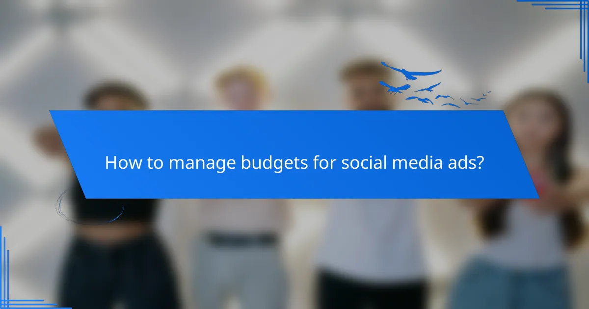 How to manage budgets for social media ads?