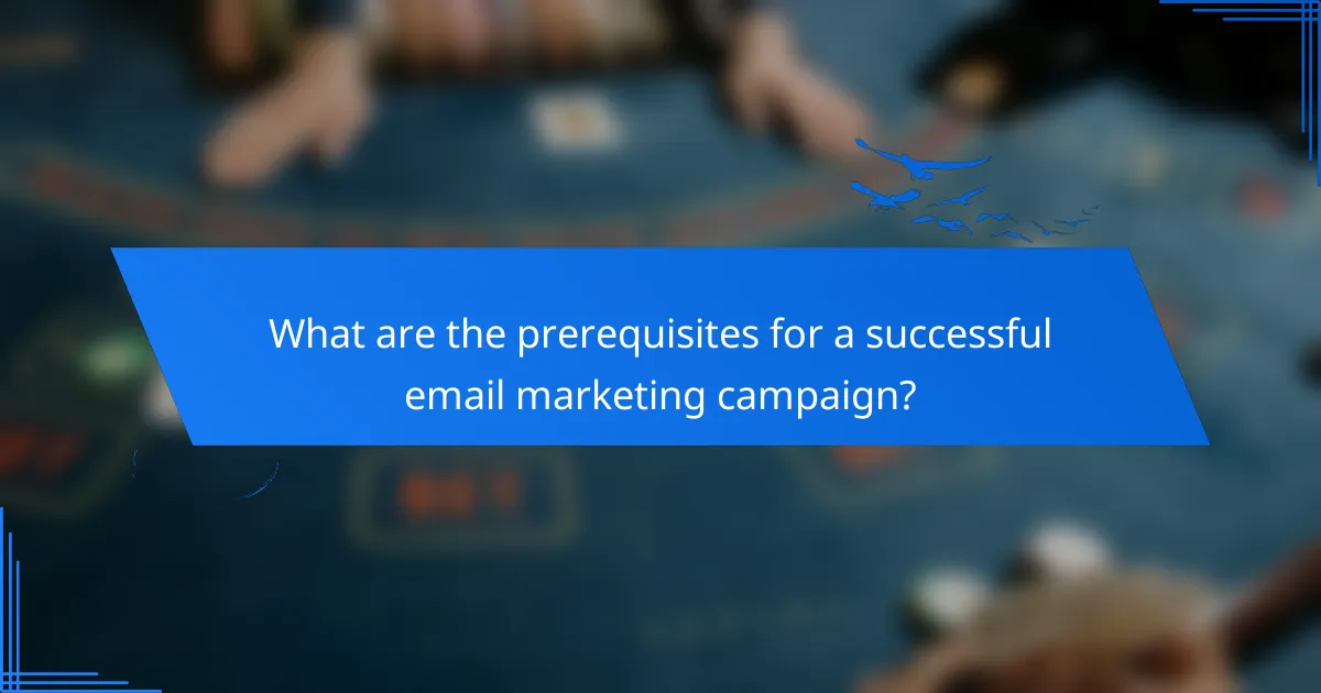 What are the prerequisites for a successful email marketing campaign?