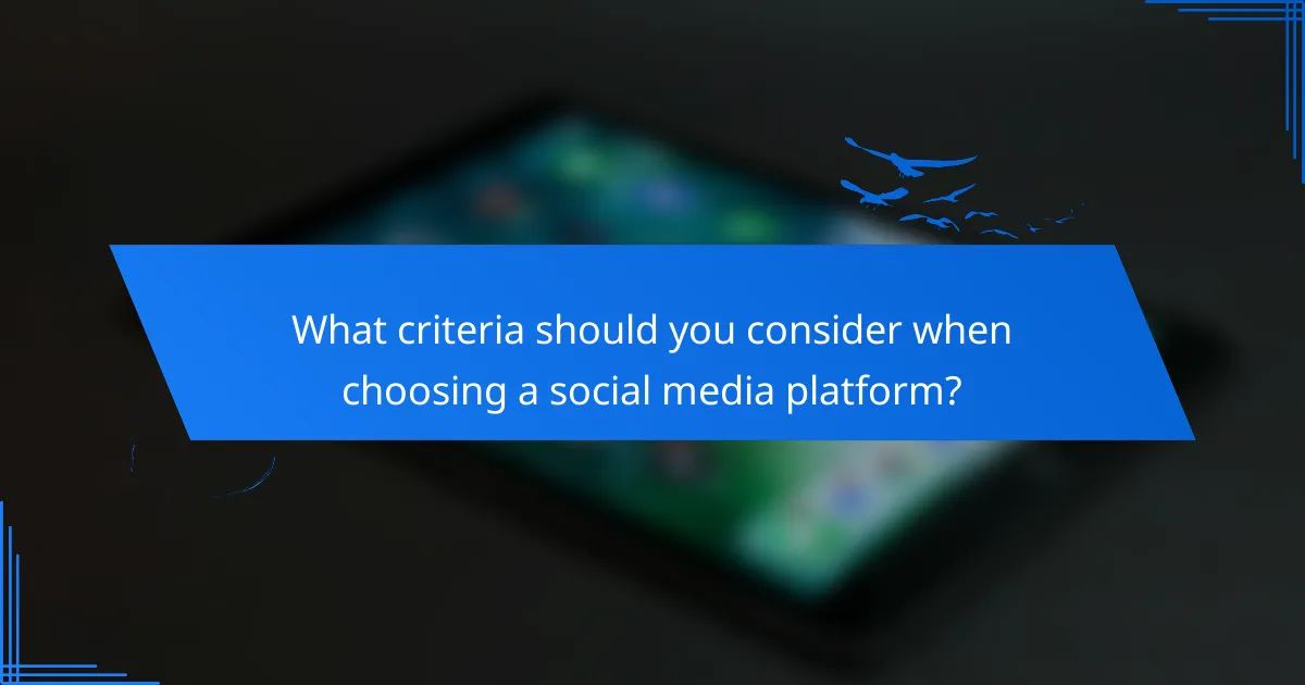What criteria should you consider when choosing a social media platform?